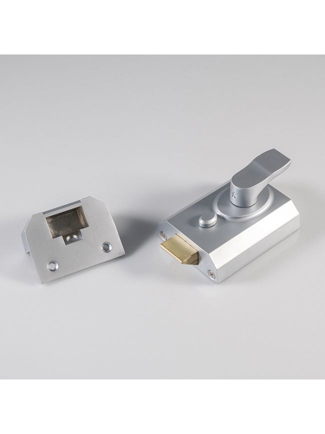 Deadlocking Rim Cylinder Nightlatch 60mm - Satin Chrome