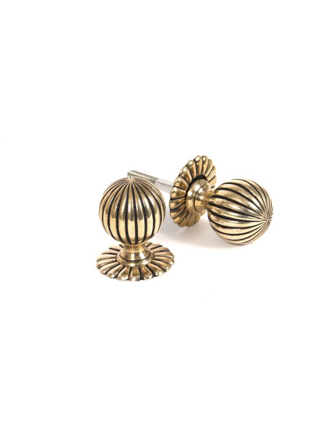 Aged Brass Flower Mortice/Rim Knob Set