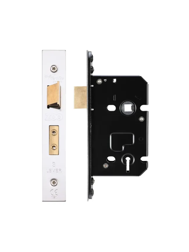 Zoo Hardware 3 Lever Sash Lock - 64mm C/W PVD Forend and Strike - Satin Stainless