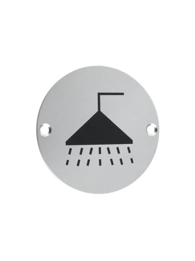 Zoo Hardware Signage - Shower - Satin Aluminium