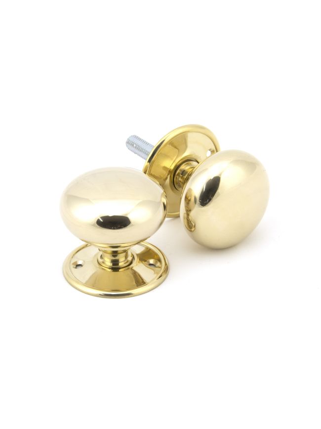 Polished Brass 57mm Mushroom Mortice/Rim Knob Set
