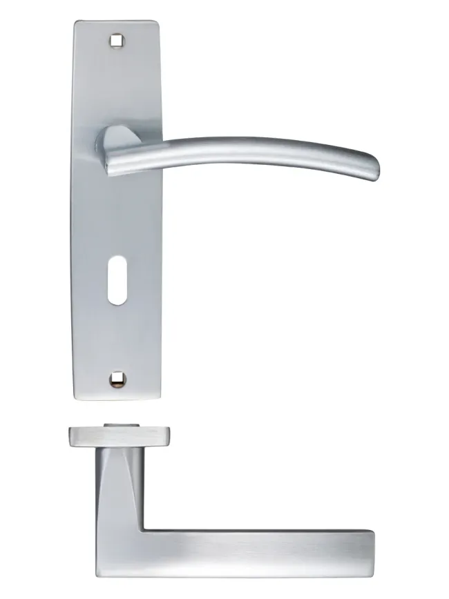 Zoo Hardware Amalfi lever on lock backplate - Satin Chrome