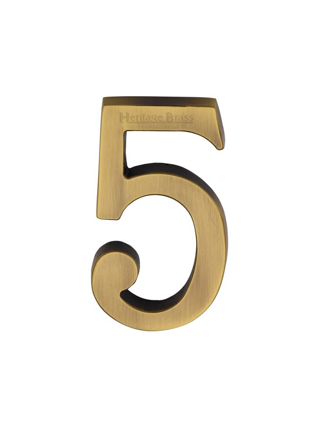 Heritage Brass Numeral 5 Concealed Fix 76mm (3") Antique Brass finish
