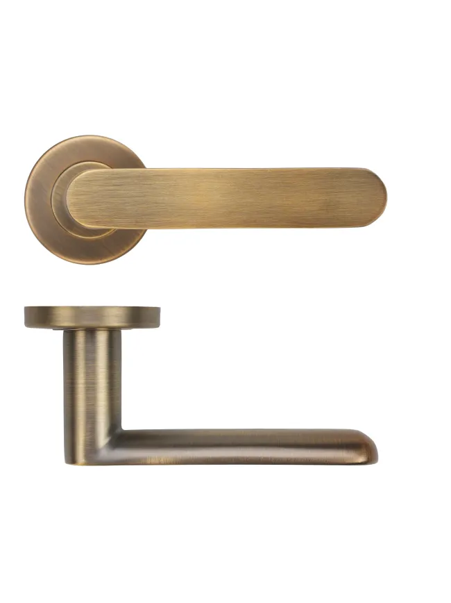 Zoo Hardware Atlas Lever on Round Rose 52mm x 8mm Push-on Rose - BS EN 1906 Grade 3 - Grade 201 - Antique Brass
