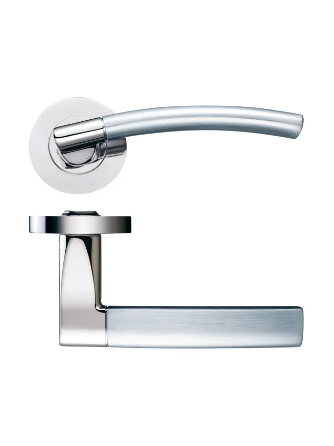 Zoo Hardware Amalfi lever on round rose - Polished Nickel / Satin Nickel