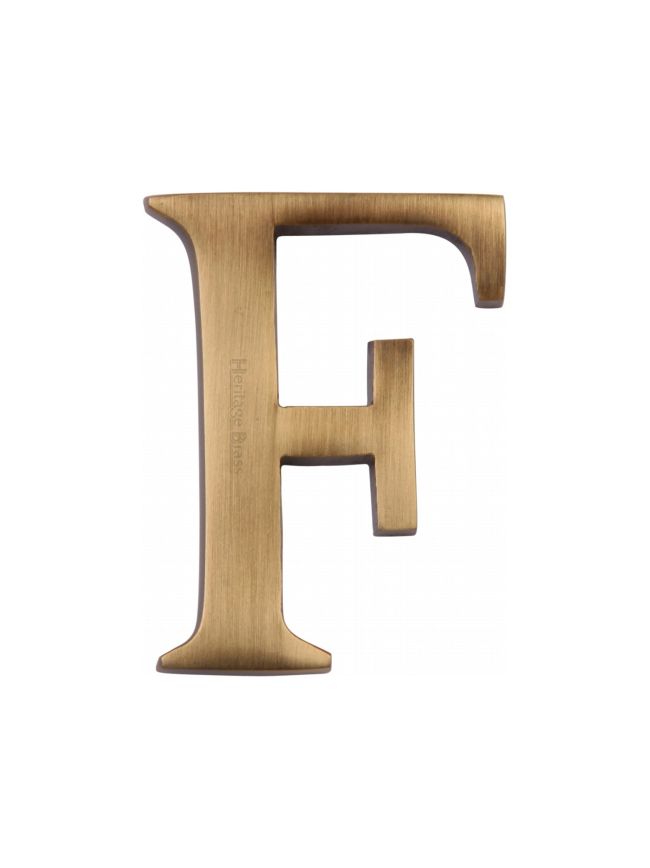 Heritage Brass Alphabet F Pin Fix 51mm (2") Antique Brass Finish