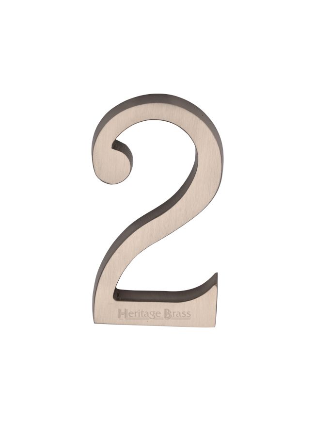 Heritage Brass Numeral 2 Concealed Fix 76mm (3") Satin Nickel finish