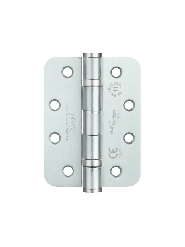 Zoo Hardware Ball Bearing Hinge - Steel 102 x 76 x 3mm - Radius - Satin Chrome