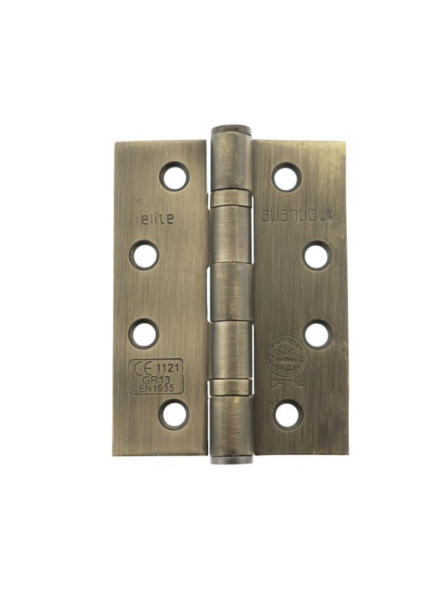 Atlantic Ball Bearing Hinges Grade 13 Fire Rated 4" x 3" x 3mm - Matt Antique Brass (Pair)