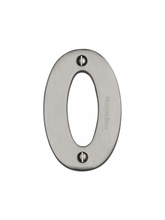 Heritage Brass Numeral 0 Face Fix 76mm (3") Satin Nickel finish
