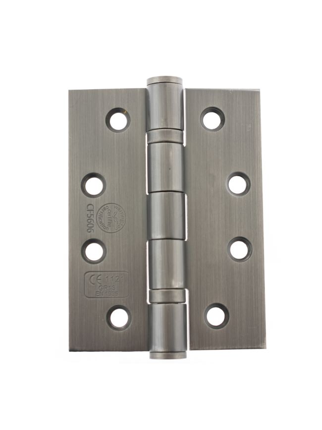 Atlantic Ball Bearing Hinges Grade 13 Fire Rated 4" x 3" x 3mm - Matt Gun Metal (Pair)