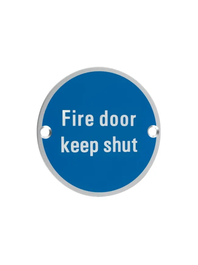 Zoo Hardware Signage - Fire Door Keep Shut - Satin Aluminium
