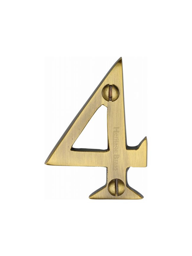 Heritage Brass Numeral 4 Face Fix 51mm (2") Antique Brass finish