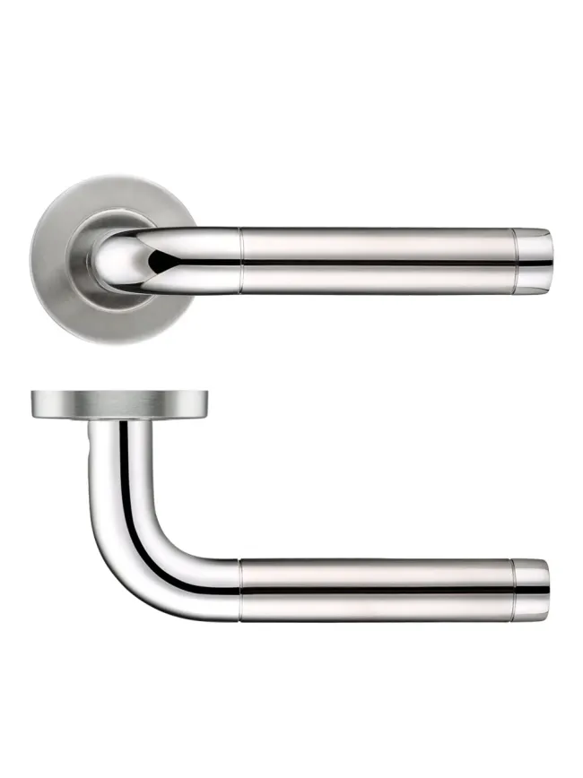 Zoo Hardware 19mm Radius Dual Finish Lever - Push On Rose - 52mm Dia - Grade 201 - Stainless Steel