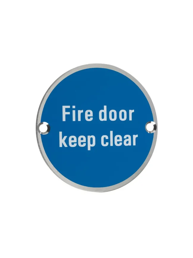 Zoo Hardware Fire Door Keep Clear - 76mm dia - Satin Stainless