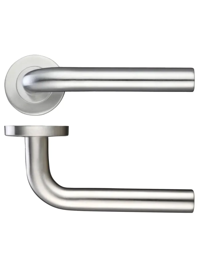 Zoo Hardware 19mm Radius Lever - Push On Rose - 52mm Dia - Grade 201 - Satin Stainless
