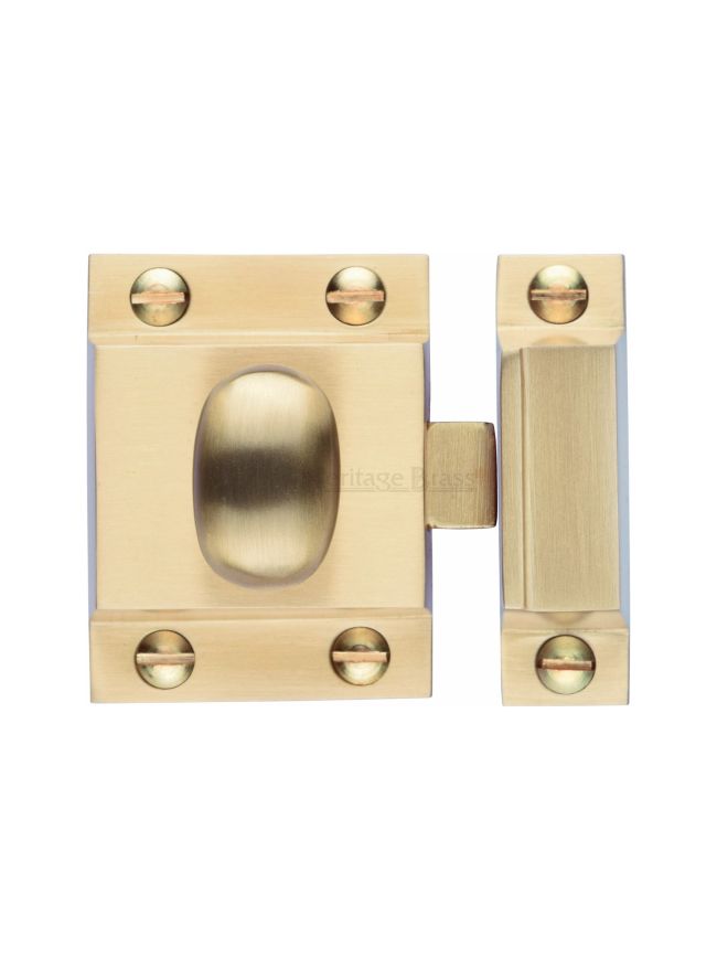 Heritage Brass Cupboard Latch with Oval Turn Satin Brass Finish