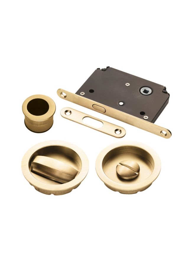 Sliding Door Set - Satin Brass