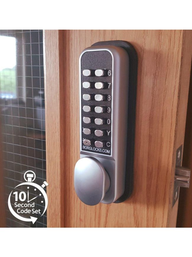 Borg SC BL2201 ECP - Easicode Pro Thumbturn Keypad, Inside Paddle Handle, Optional Holdback, Satin Chrome Finish