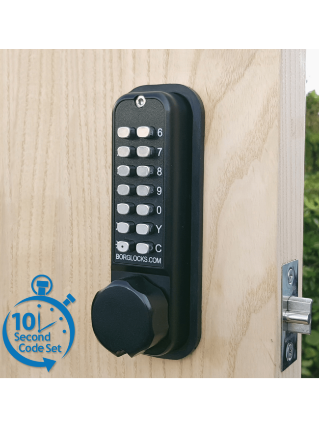 Borg BL2621 MG Pro ECP - Easicode Pro, Marine Grade Hex Knob - Back To Back Keypads, 60mm Tubular Latch, MG Pro (Black) Finish