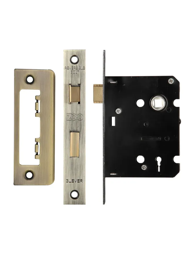 Zoo Hardware 3 Lever Mortice Sashlock, 76mm - 57mm Centres, Square, Florentine Bronze Finish