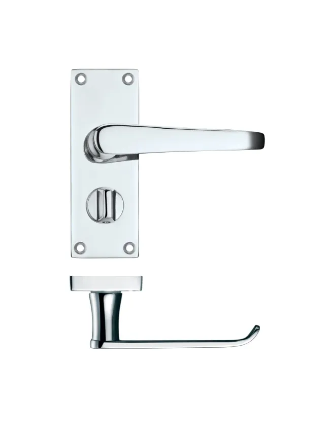 Zoo Hardware Project Victorian flat lever on privacy backplate - 114 x 40mm - Polished Chrome