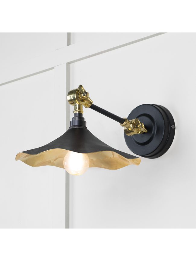 Smooth Brass Flora Wall Light in Elan Black