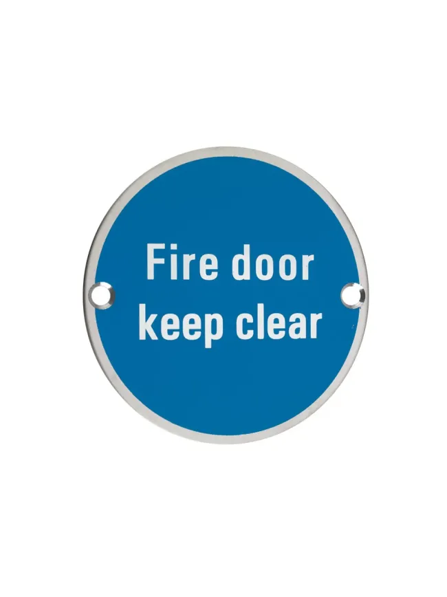 Zoo Hardware Fire Door Keep Clear - 76mm dia - Stainless Steel