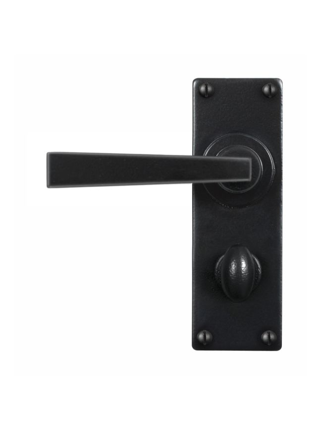 Arundel Lever Handle on Backplate (Bathroom - Left Hand) - Flat Black