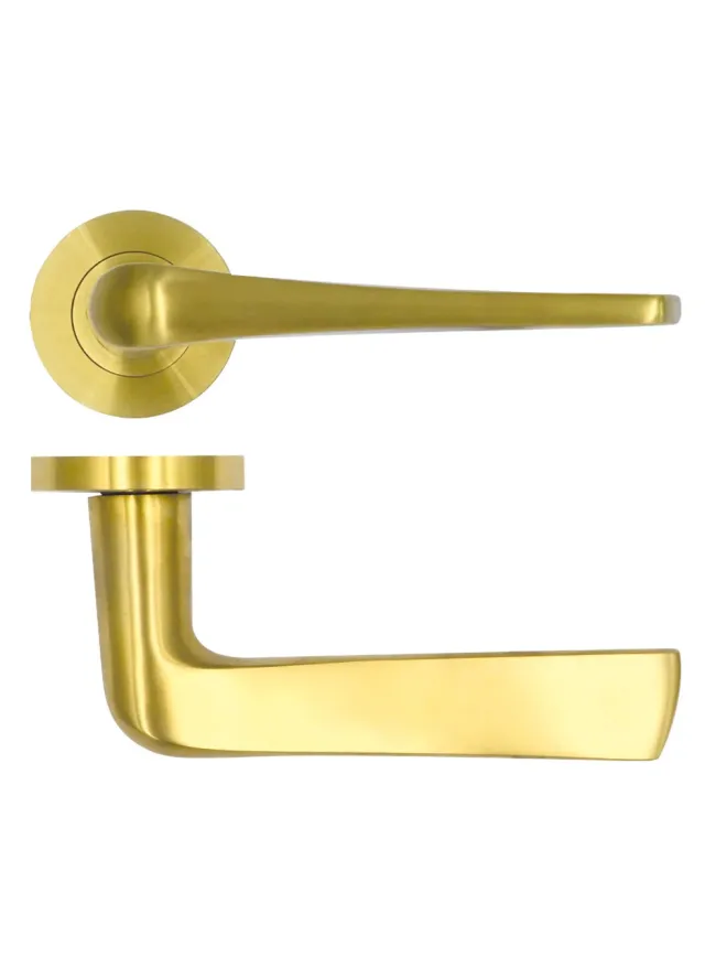 Zoo Hardware Como Lever on Round Rose - PVD Satin Brass
