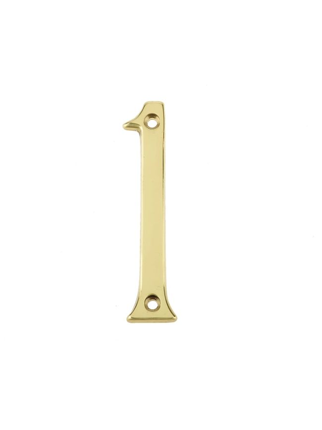 Jedo 75mm Screw Fix Numerals Polished Brass No. 1 - By Frelan Hardware - JN-1