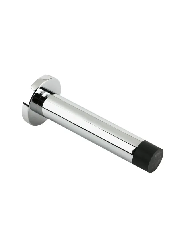 Zoo Hardware Door Stop - Cylinder c/w Rose 80mm - Polished Chrome