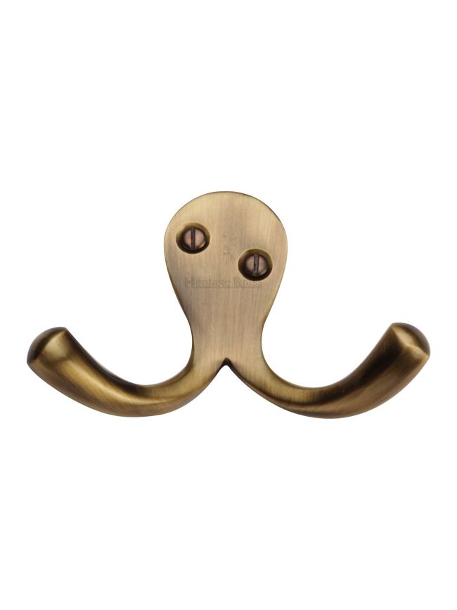 Heritage Brass Double Coat Hook Antique Brass finish