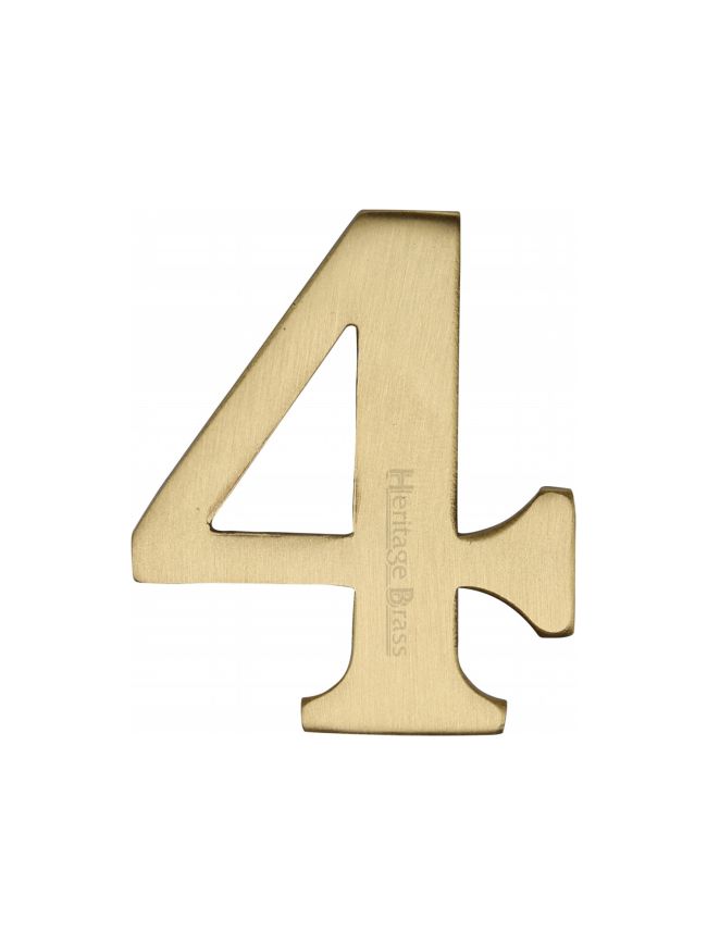 Heritage Brass Numeral 4 Self Adhesive 51mm (2") Satin Brass finish