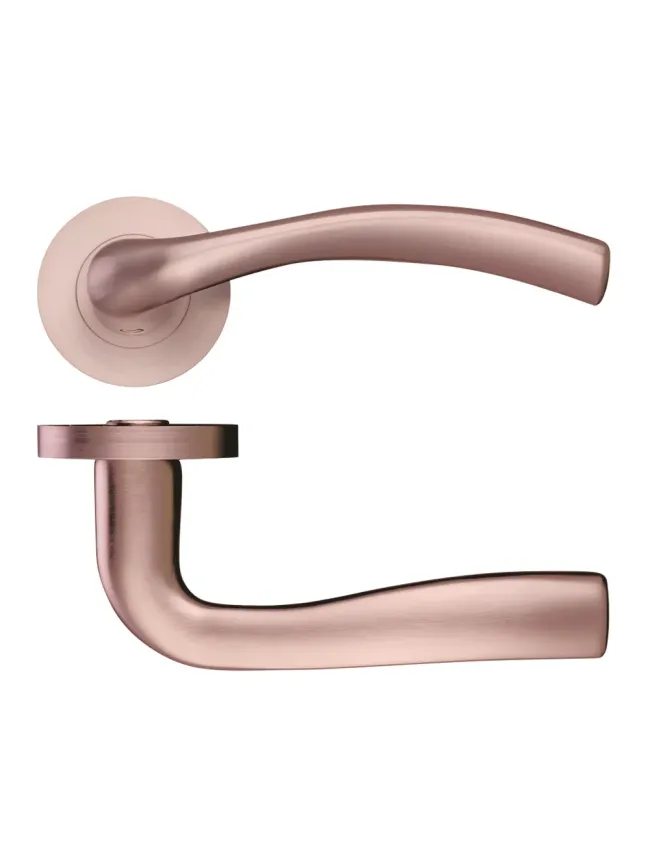 Zoo Hardware Siena lever on round rose - Tuscan Rose Gold