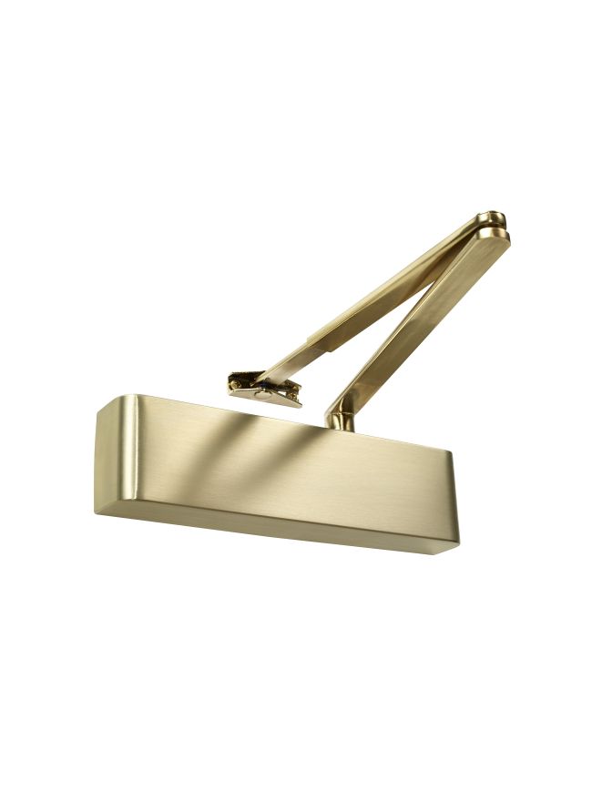 Rutland TS.9205 Door Closer c/w Semi-Radius Cover, Flatbar Armset, Satin Brass
