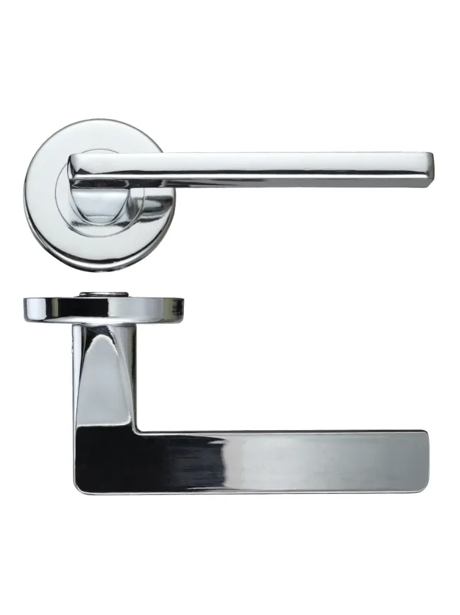 Zoo Hardware Leon lever on round rose - Polished Chrome
