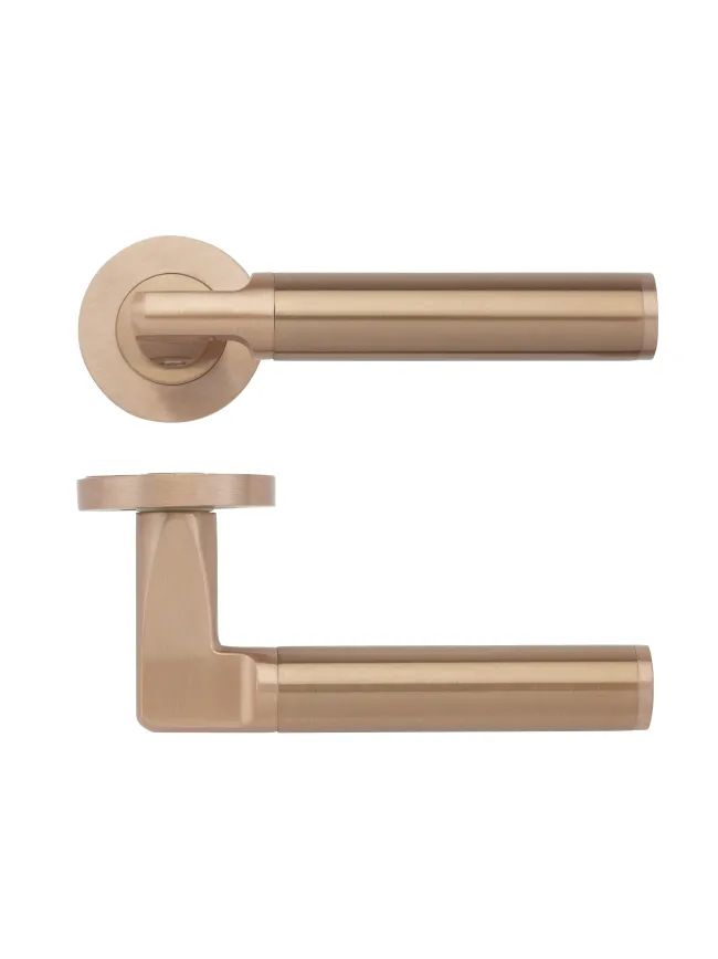 Zoo Hardware Milan lever on round rose - Tuscan Rose Gold