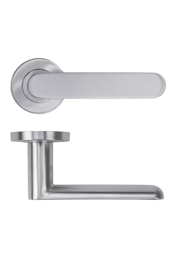Zoo Hardware Atlas Lever on Round Rose 52mm x 8mm Push-on Rose - BS EN 1906 Grade 3 - Grade 201 - Satin Stainless