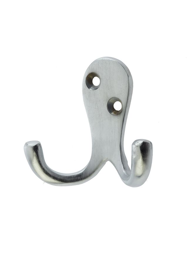 Jedo Double Robe Hooks 53mm Satin Chrome - By Frelan Hardware - JV62SC