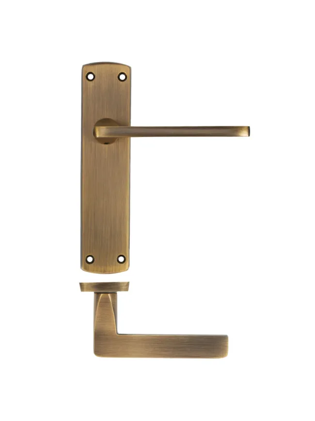 Zoo Hardware Leon lever on latch backplate - Antique Brass