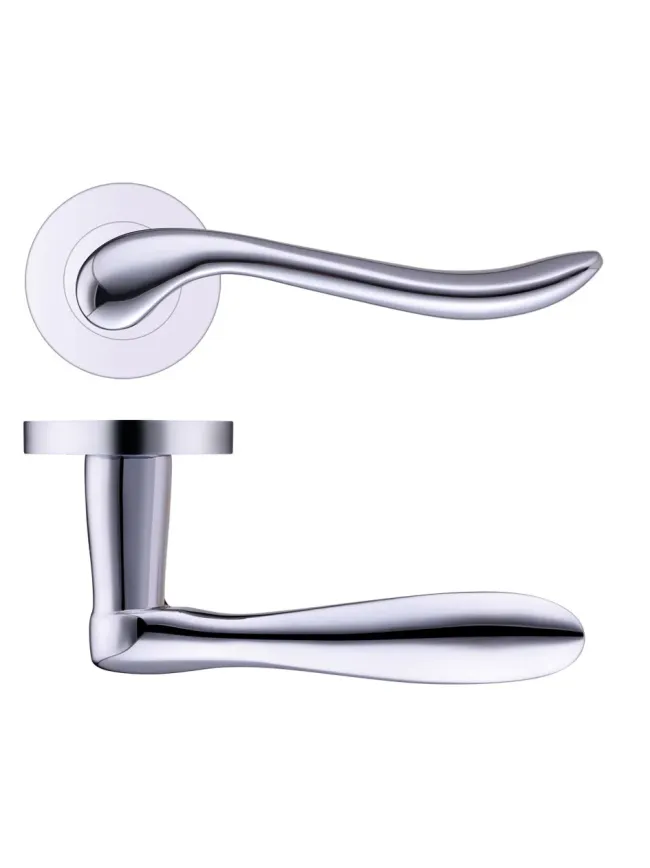Zoo Hardware Lincoln lever on round rose - Polished Chrome