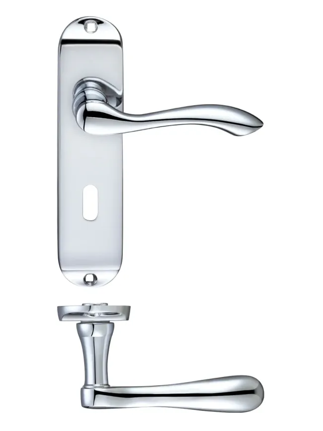 Zoo Hardware Project Arundel lever on lock backplate - 175mm x 42mm - Polished Chrome