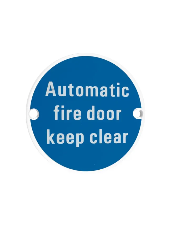Zoo Hardware Automatic Fire Door Keep Clear - 76mm dia - White
