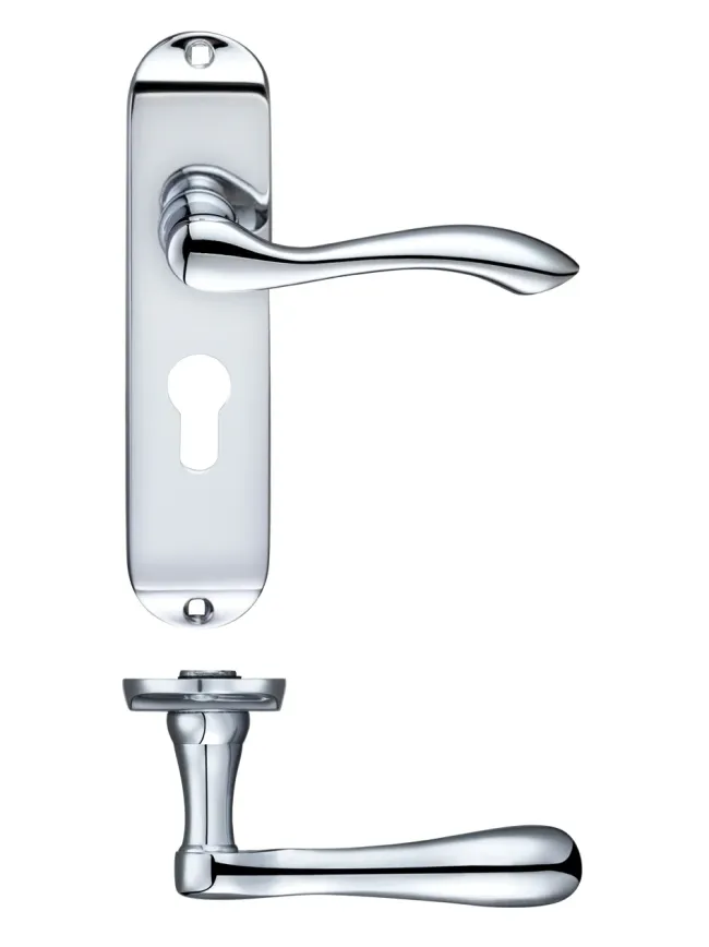 Zoo Hardware Project Arundel lever on euro backplate - 175mm x 42mm - Polished Chrome