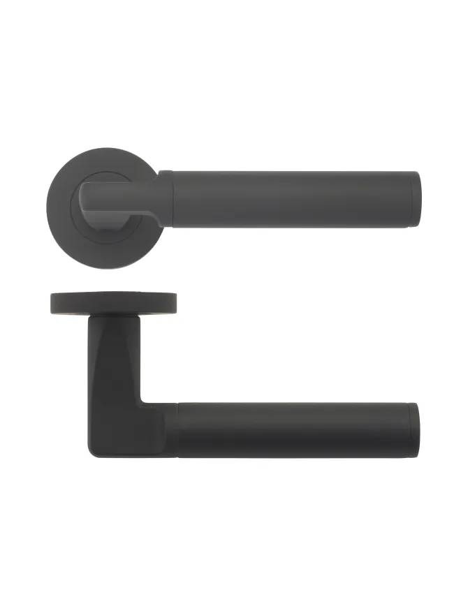 Zoo Hardware Milan lever on round rose - Oscuro Matt Black