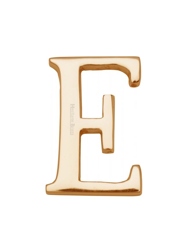 Heritage Brass Alphabet E Pin Fix 51mm (2") Polished Brass Finish