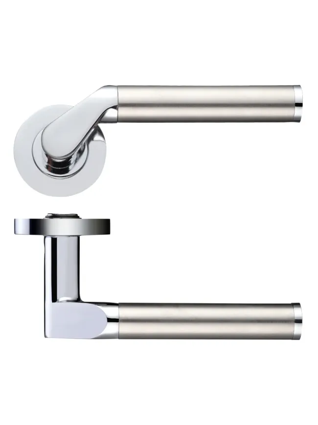 Zoo Hardware Venus lever on round rose - Polished Chrome / Satin Stainless