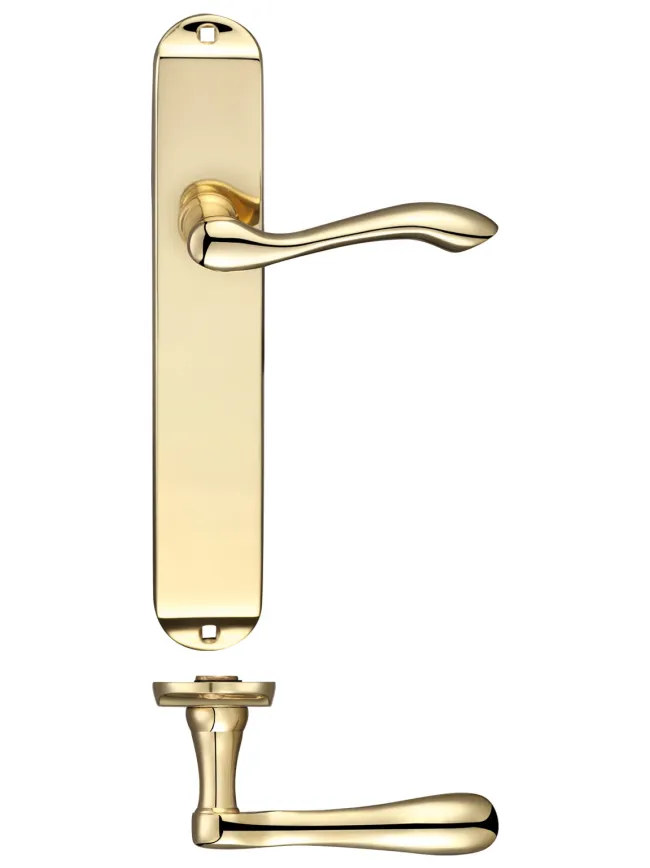 Zoo Hardware Arundel Lever Latch Furniture - Long Plate - Polished Brass