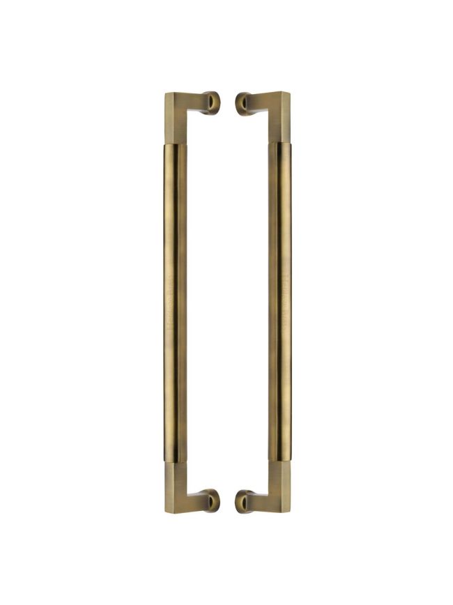Heritage Brass Door Pull Handle Bauhaus Design 483mm Antique Brass Finish